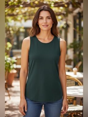 Eileen Fisher Green Sleeveless Tank Top